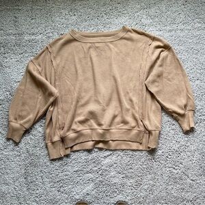Women's Tan Waffle Knit Long Sleeve
